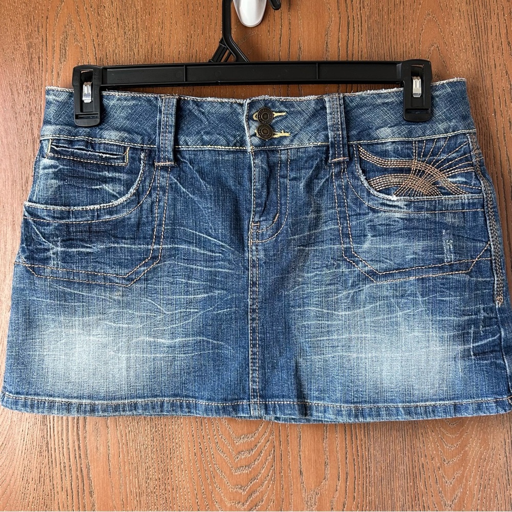 Hydraulic Y2K Blue Denim Medium Wash Low Rise Mini Skirt Women's 9/10 Medium